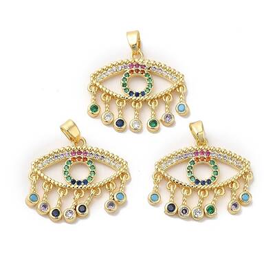 Brass Micro Pave Colorful Cubic Zirconia Pendants