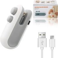 2 in 1 Mini Sealing & Cutting Machine, Portable USB Rechargeable Snack Sealing Machine, Handheld Heat Sealing Device for Snac...