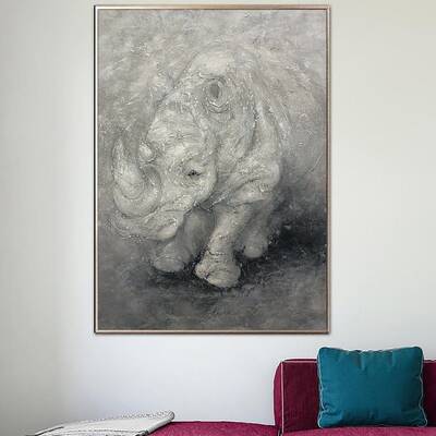 Huge Rhinoceros Wall Art Large Original Painting Animal Acrylic Painting On Canvas Wall Canvas Art Original Living Room Wall ...
