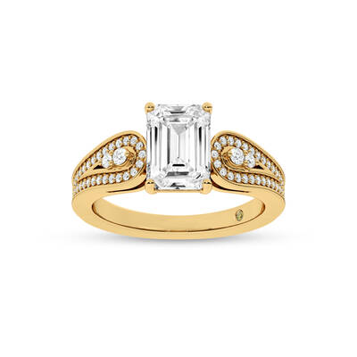 Cosma Mystical Emerald Cut Lab Grown Diamond Engagement Ring | 10K Yellow Gold 3 5/8 CT. TW.
