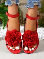 Women's Fashionable Flower Decorated Sandals, Casual Open Toe Sandals for Summer, Lightweight Breathable Comfortable Flower D...