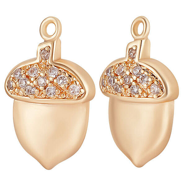 10Pcs Brass Micro Pave Clear Cubic Zirconia Pendants