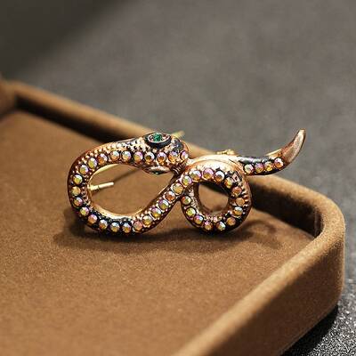 Snake Alloy Rhinestone Brooches for Backpack Clothes