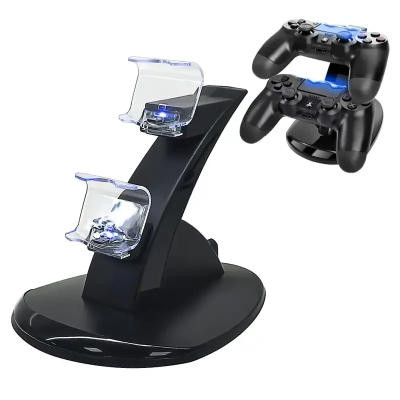 Dual USB Game Console Charging Stand For PS4 Gaming Controller with LED Light, 1 Count Durable Gaming Device Accessories Suit...