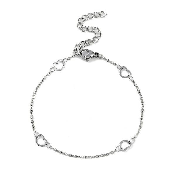 Anti-Tarnish 304 Stainless Steel Heart Link Chains Anklets