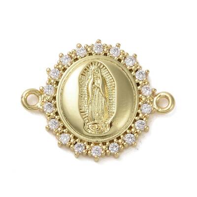 Religion Brass Micro Pave Clear Cubic Zirconia Connector Charms