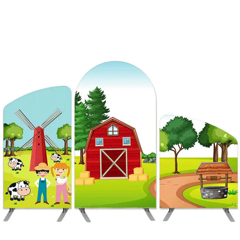 Aperturee Old Mcdonald Farm Theme Cartoon Arch Backdrop Kit | Diy Chiara Backdrop Cover | Round Arch Backdrop Cover | Diy Arc...