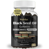 Welldiet Black Seed Oil Gummies - 60 Sugar-Free Gummies with Thymoquinone & Vitamin C for Immune & Health Support Natural Edi...
