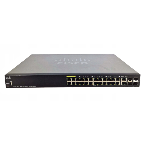 Cisco SG350-28MPK9NA-RF | Small Business 350 Series SG350-28MP 24 x Ports PoE+ 10/100/1000Base-T + 2 x Ports Copper Combo SFP...