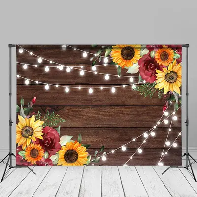 Deep Wooden Wall Turnsole Flower Backdrop For Photos - Aperturee