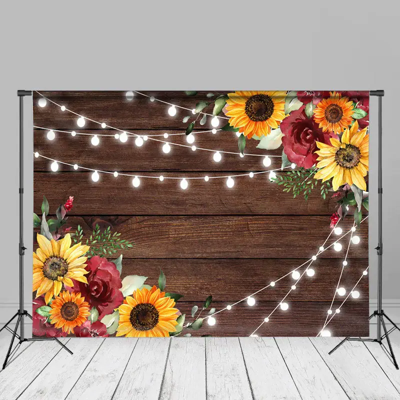 Deep Wooden Wall Turnsole Flower Backdrop For Photos - Aperturee