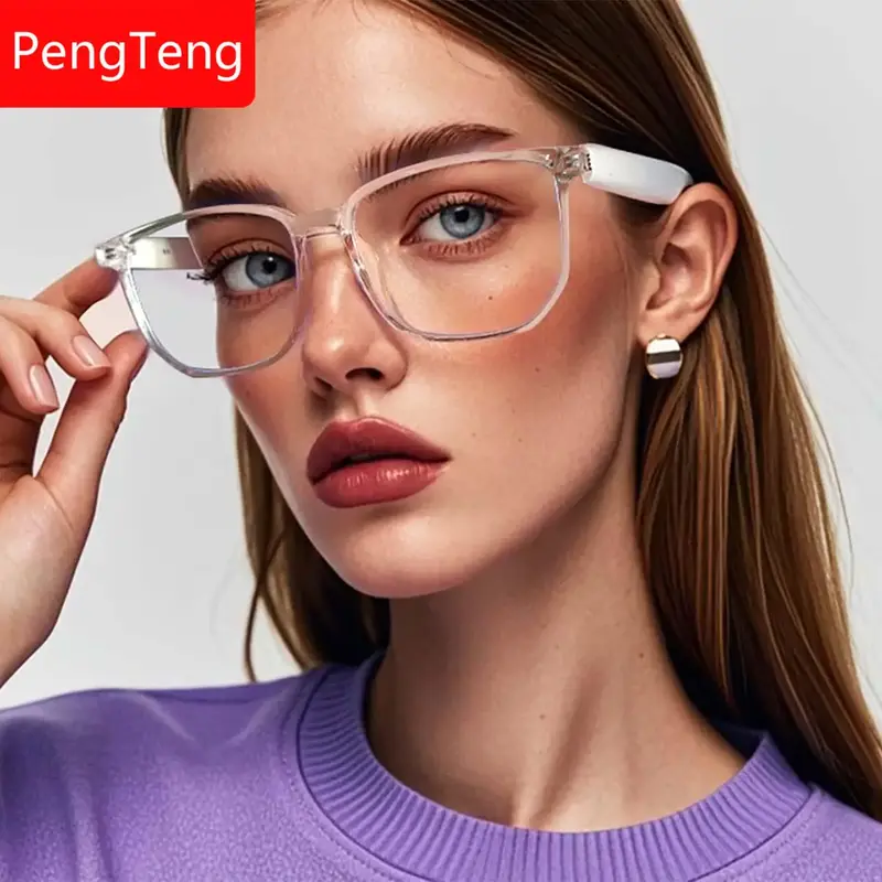 Bluetooth-compatible Glasses with Dual Boards, Magnetic Charging, Classic Transparent Tr90 Frame, High-Quality Student Gift, ...