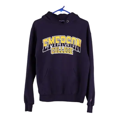 Emerson College Champion College Hoodie - Small Purple Cotton Blend