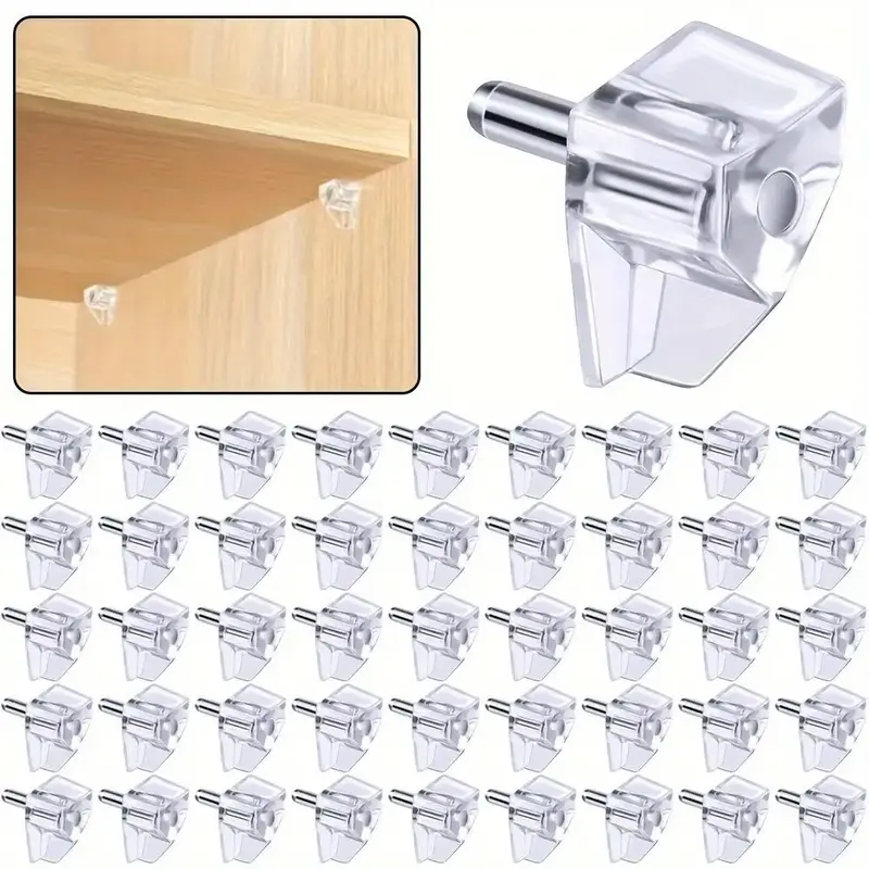 Shelf Support Peg Set, Clear Plastic Replacement Peg, Cabinet Shelf Supports Pins for Kitchen Furniture Book Shelves Shelf Ho...
