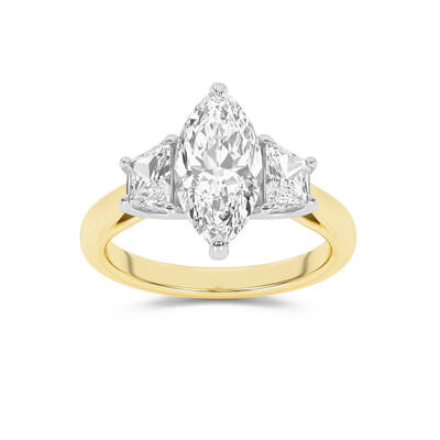 Amara Chand Lab Grown Marquise Shape Diamond Engagement Ring | 18K Yellow Gold 3 1/4  CT. TW.