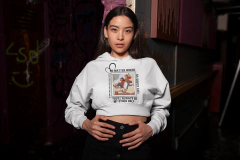 Sunset Laughter - A Sister's Love Cropped Hoodie