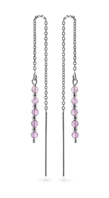 Again Jewelry Orecchini A Catena In Argento Con Ametista Ajkns004