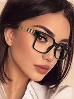 Vintage Square Frame Eyeglasses, Fashion Clear Lens Eyewear for Women & Girls, Fashion Eyeglasses for Work, Daily Clothing De...