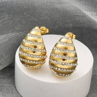 304 Stainless Steel Teardrop Stud Earrings