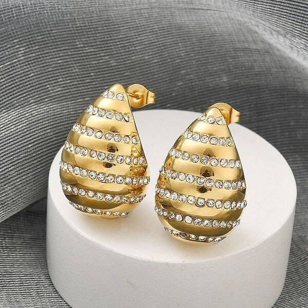 304 Stainless Steel Teardrop Stud Earrings