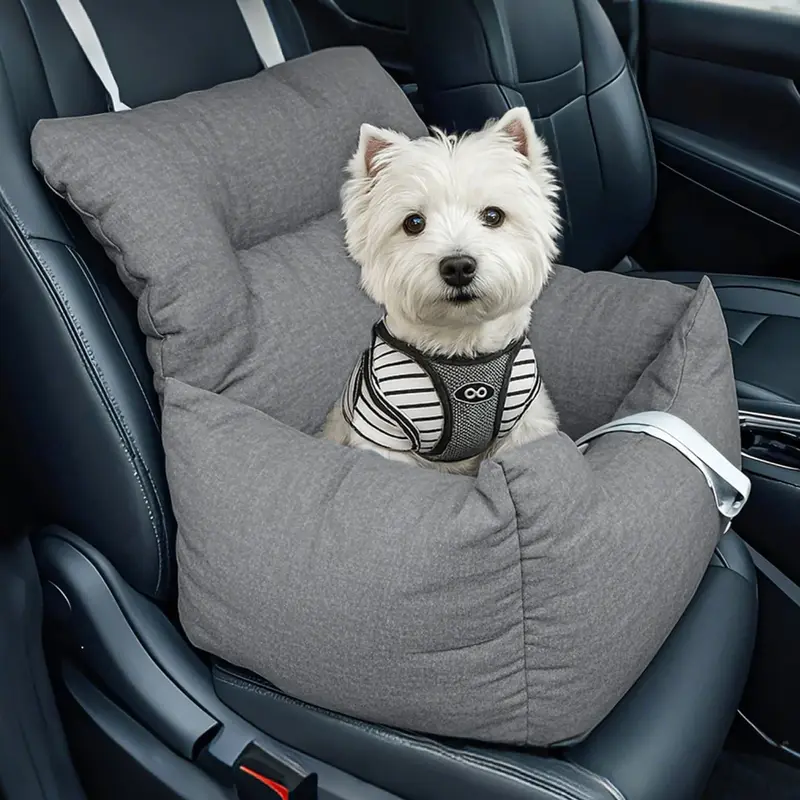 Garvee Dog Booster Car Seat Bed for Small Dogs Up to 18 LB, Portable Elevated Puppy Travel Car Seat with Tether & Reversible ...