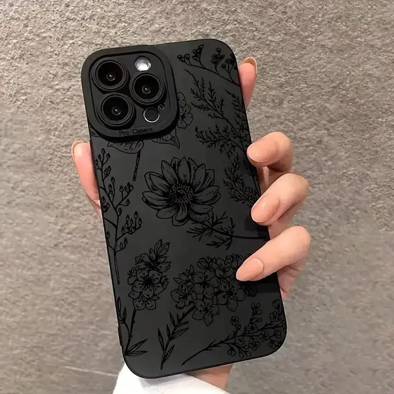 Floral Pattern Phone Case, Anti-drop Cellphone Protective Case, All-inclusive Shockproof Easy Care Mobile Phone Cover for iPh...
