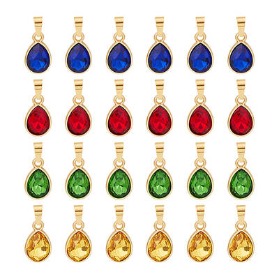 24Pcs 4 Color Faceted Glass Pendant
