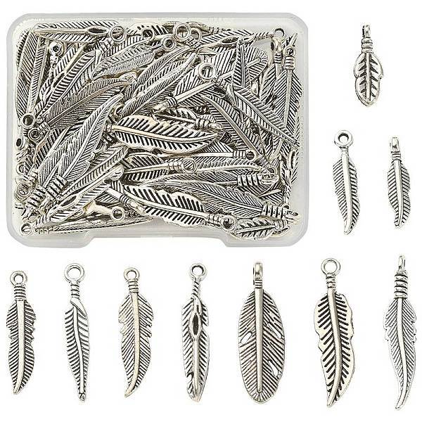 100Pcs 10 Style Tibetan Style Alloy Pendants