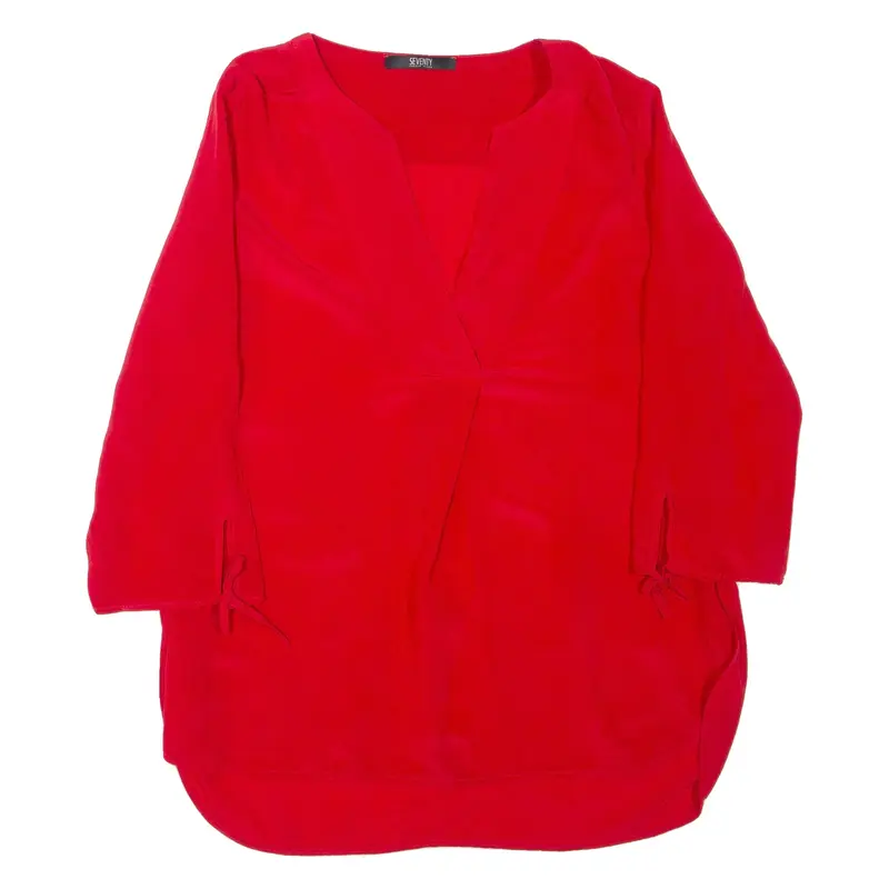 SEVENTY Womens Blouse Red V-Neck 3/4 Sleeve S
