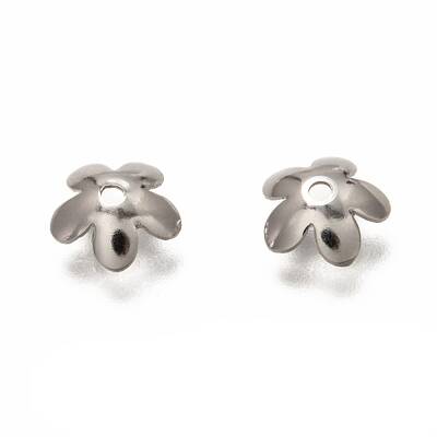 Non-Tarnish 5-Petal 201 Stainless Steel Bead Caps