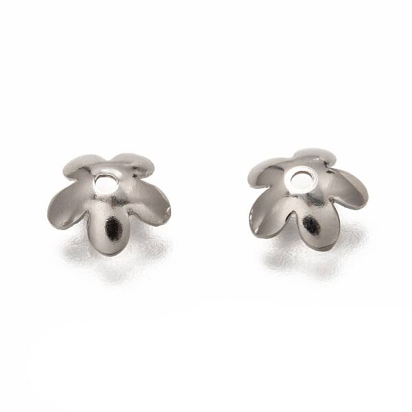 Non-Tarnish 5-Petal 201 Stainless Steel Bead Caps