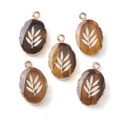 Natural Tiger Eye Oval Pendants