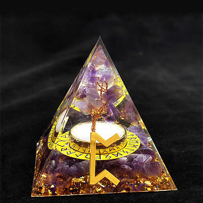 Viking Rune Symbol Orgonite Pyramid Resin Display Decorations