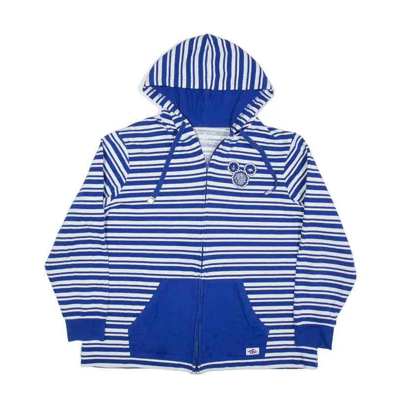 DISNEY Cruise Line Striped Hoodie Blue Full Zip Womens XL