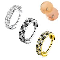 Oufer 20G Checkered AAAAA+ Grade CZ Hinged Segment Nostril Nose Ear Cartilage Piercing Hoop Ring 316L Stainless Steel