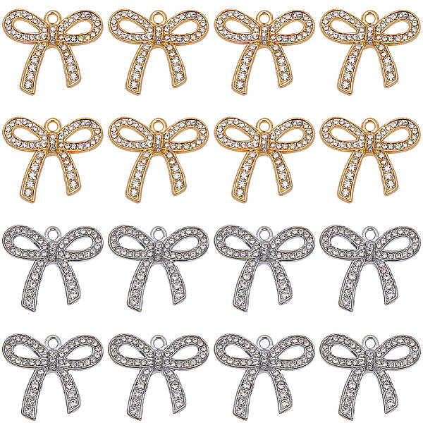 24Pcs 2 Colors Alloy Rhinestone Pendants