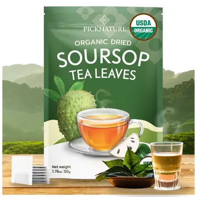 PICKNATURE USDA Organic Dried Soursop Tea Leaves - Antioxidant & Caffeine-Free | Soothe Indigestion, Boost Immunity and Detox...