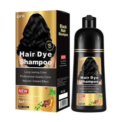 Black Hair Dye Shampoo - 3-in-1 Instant Hair Color with 100% Grey Coverage, Herbal Ingredients, Gentle Nourishing Formula, Lo...