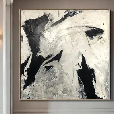 Abstract Oil Painting Black And White Artwork Original Contemporary Art | LIFE CHANGES