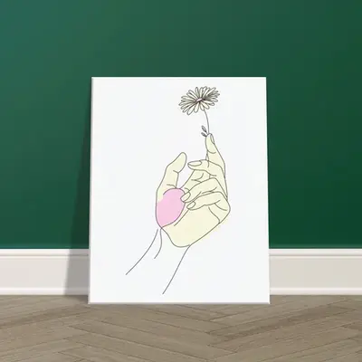 Whispers of Nature - Minimalist Hand and Flower Canvas