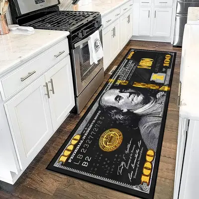 US Dollar Pattern Kitchen Rug, 1 Count Non-slip Soft Kitchen Carpet, Home Decor Mat for Kitchen, Living Room, Bedroom, Study ...