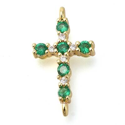 Brass Pave Cubic Zirconia Connector Charms