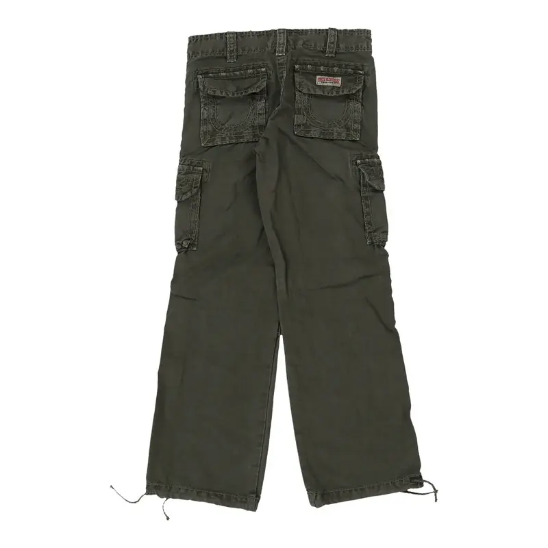 Age 8 True Religion Cargo Trousers - 25W 25L Green Cotton