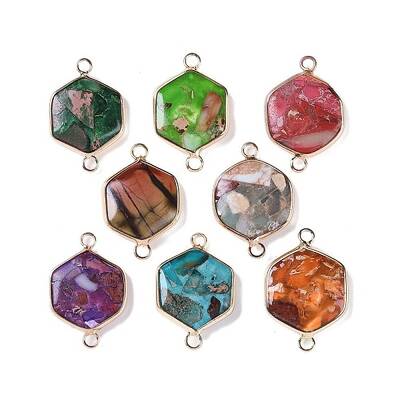 Dyed Synthetic Imperial Jasper Connector Charms