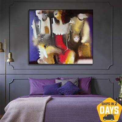 Abstract Family Acrylic Painting Original Colorful Textured Wall Art for Living Room Decor | FAMILY TRIP 39.4"x47.2"...