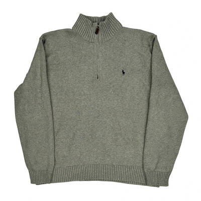 Ralph Lauren 1/4 Zip - XL Grey Cotton