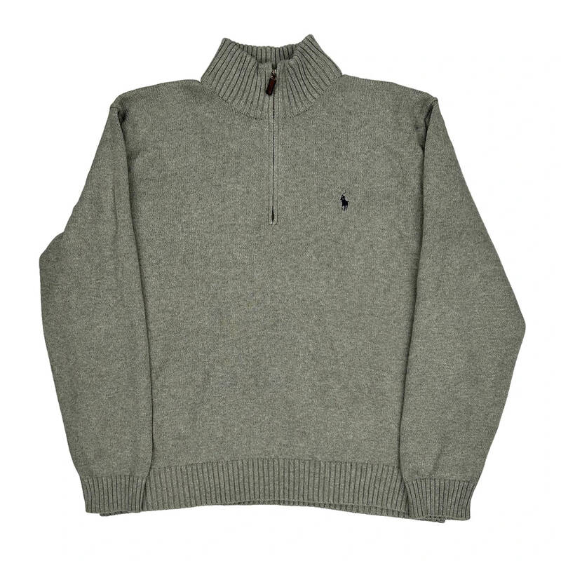 Ralph Lauren 1/4 Zip - XL Grey Cotton