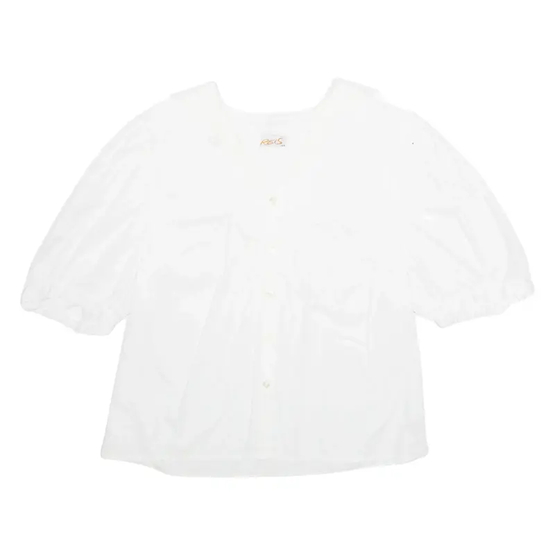 Womens Blouse White V-Neck L