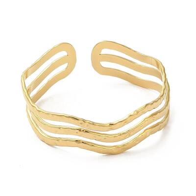 Ion Plating(IP) 304 Stainless Steel Wave Open Cuff Bangles