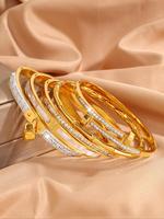 Rhinestone Decorated Bangle Bracelet Set, Fashion Jewelry for Party, Daily Clothing Decor, Trendy Exquisite Jewelry for Gift,...